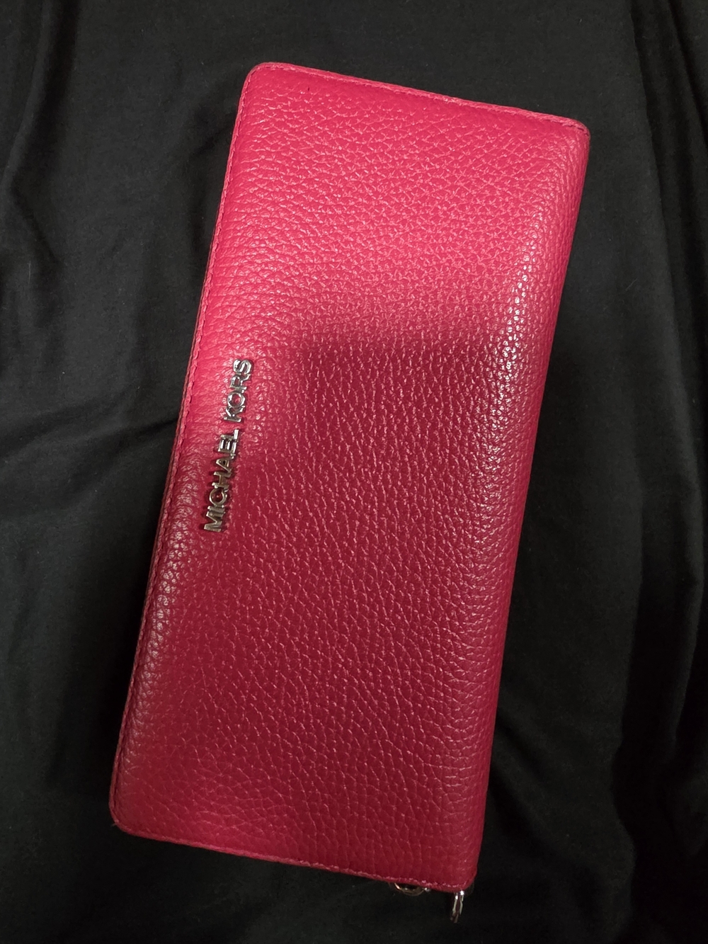 Michael Kors Hot Pink Pebbled Leather Zip Wallet